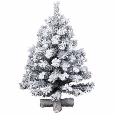 Besneeuwde kleine kunst kerstboom op kruispoot 75 cm kunstbomen