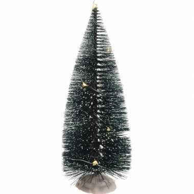 Kerstdorp onderdelen kleine kerstboom 22 cm met led verlichting