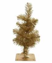 Gouden kleine kunst kerstboom kunstboom 35 cm met metalen voet