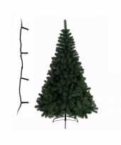 Groene kleine kunst kerstboom 150 cm inclusief helder witte kerstverlichting