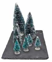 Kerstdorp onderdelen kleine miniatuur set van 8x boompjes