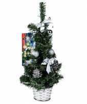 Kleine kerstboom 45 cm zilver met leds