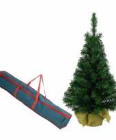 Volle kleine kerstboom in jute zak 60 cm kunstbomen inclusief opbergzak