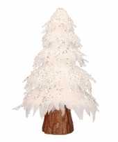 Wit decoratie glitter kleine kerstboom beeldjes 42 cm
